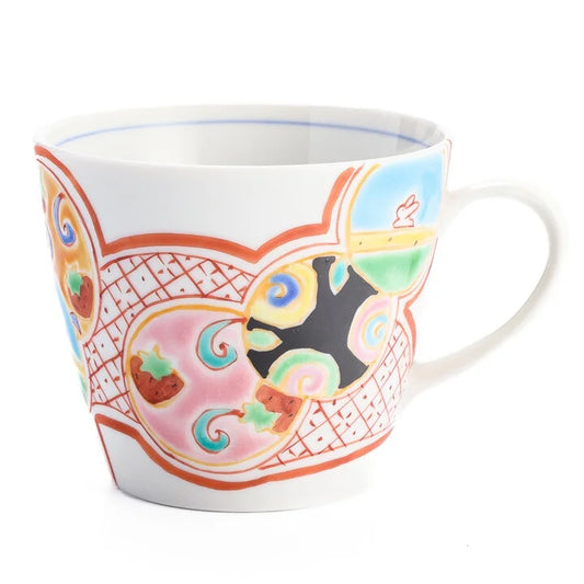 KUTANI WARE MUG FUKUJU PATTERN /GINSYUU KLIN