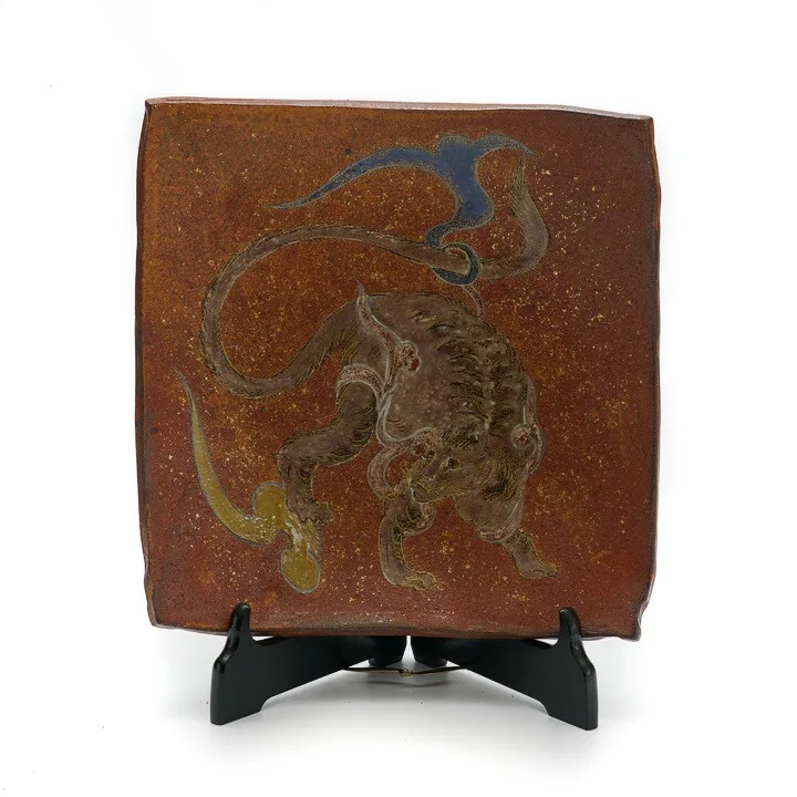 KUTANI WARE DECORATIVE PLATE SHIJIN BYAKKO/MASATO YASHIKI