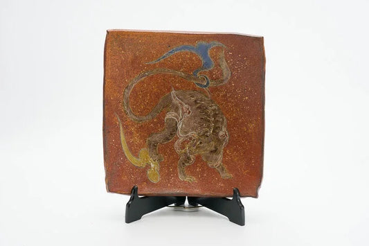 KUTANI WARE DECORATIVE PLATE SHIJIN BYAKKO/MASATO YASHIKI