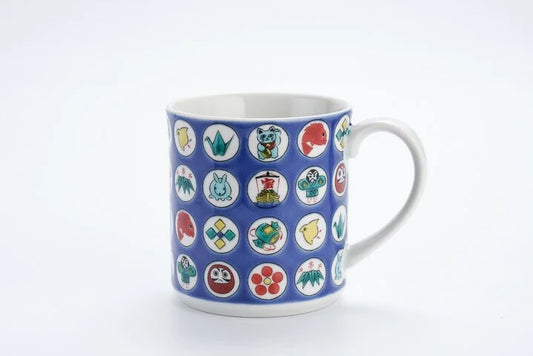 KUTANI JAPANESE MUG CUP CIRCULAR TREASURE PATTERN /SEIKOU KLIN