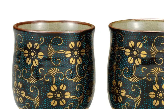 KUTANI WARE YUNOMI SET TEACUP(AOCHIBU TESSEN)