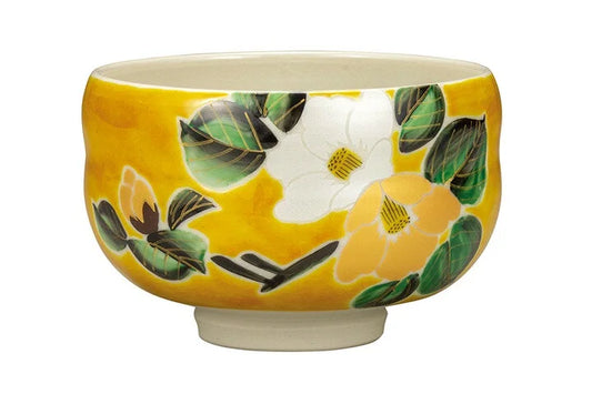KUTANI WARE MATCHA BOWL CHAWAN YOSHIDAYA CAMELLIA