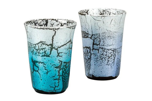 KUTANI WARE PAIR OF TALL FREE CUPS GINSAI