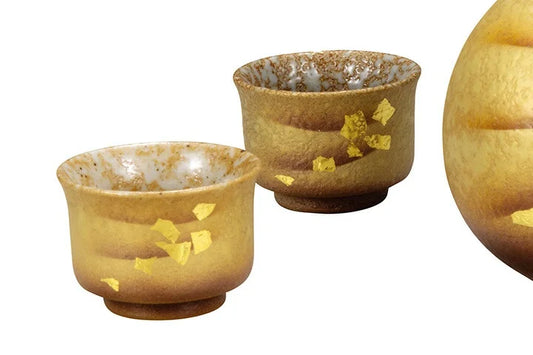 KUTANI WARE SAKE SET – GOLD LEAF DESIGN (GIFT BOX INCLUDED)
