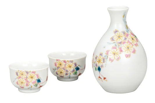 JAPANESE SAKE SET KUTANI JAPANESE CHERRY BLOSSOMS/TAISHI KLIN