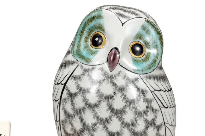 KUTANI WARE OWL FIGURINE WHITE
