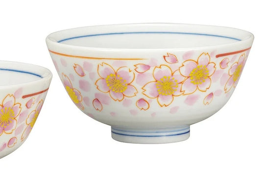 KUTANI WARE SET OF RICE BOWLS(SAKURA HANAMON DESIGN)