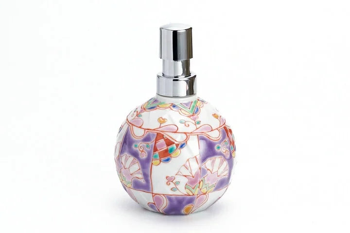 KUTANI WARE SOAP BOTTLE FLOATING FLOWER ART LAVENDER / GINSYUU KLIN
