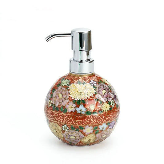 KUTANI WARE SOAP BOTTLE, HANAZUME / TAISHI KILN