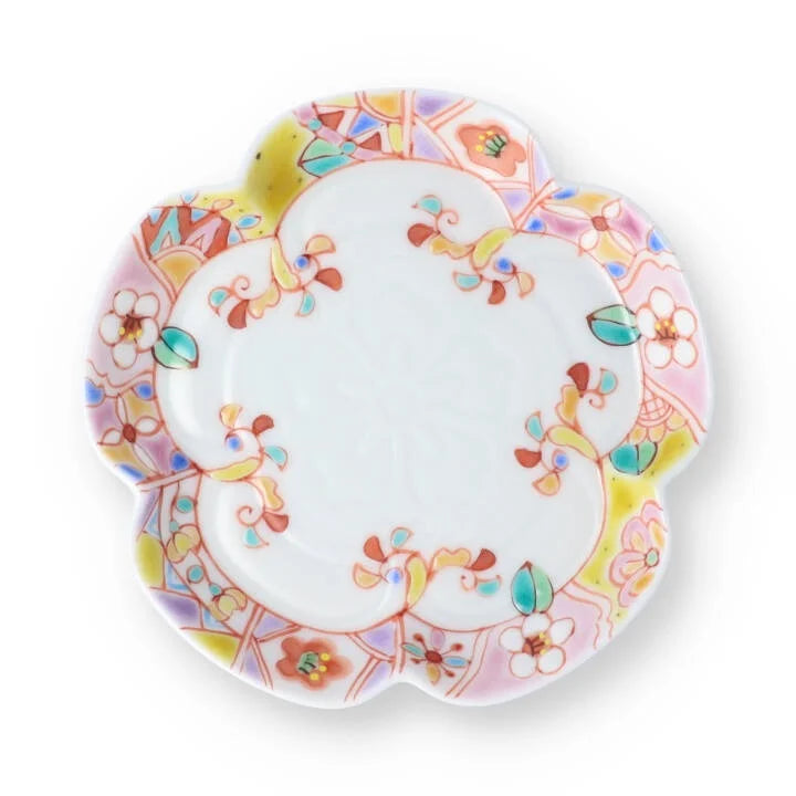 KUTANI WARE MOKKO SMALL PLATE BLOSSOM / GINSYUU KLIN