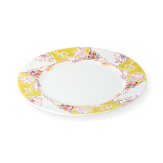 KUTANI WARE PLATE UNDERWATER FLOWER YELLOW /GINSYUU KLIN