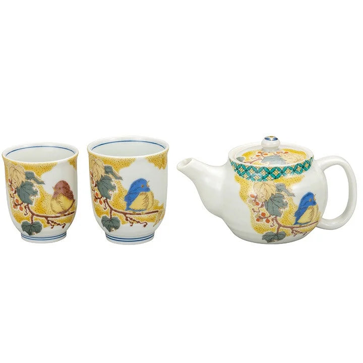 KUTANI WARE TEA UTENSILS SET YOSHIDAYA SUZUME (NETTING ATTACHED)