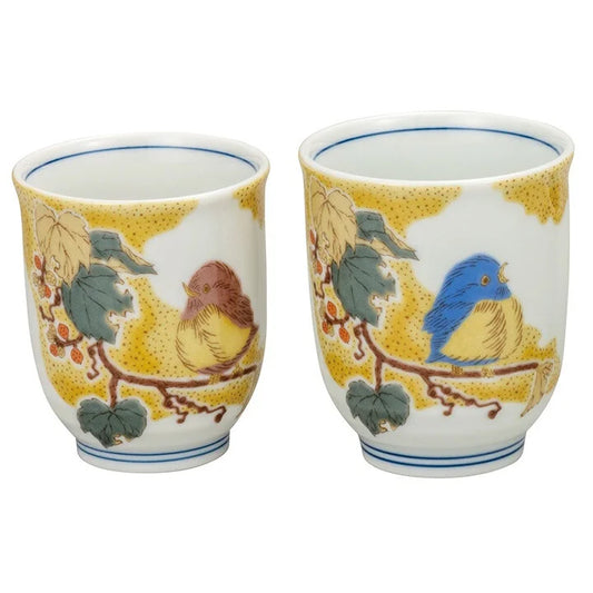 KUTANI WARE TEA UTENSILS SET YOSHIDAYA SUZUME (NETTING ATTACHED)