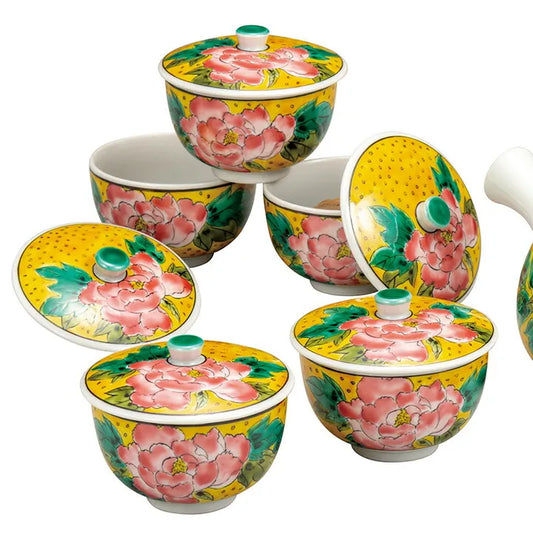 JAPANESE TEAPOT SET KUTANI YOSHIDAYA-STYLE PEONY/ IKUMI SAWADA
