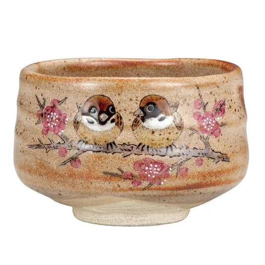 KUTANI WARE MATCHA BOWL – HANDCRAFTED JAPANESE TEA CEREMONY CHAWAN ‘SPARROW