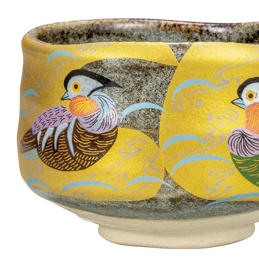 KUTANI WARE MATCHA BOWL CHAWAN KINSAI OSHIDORI