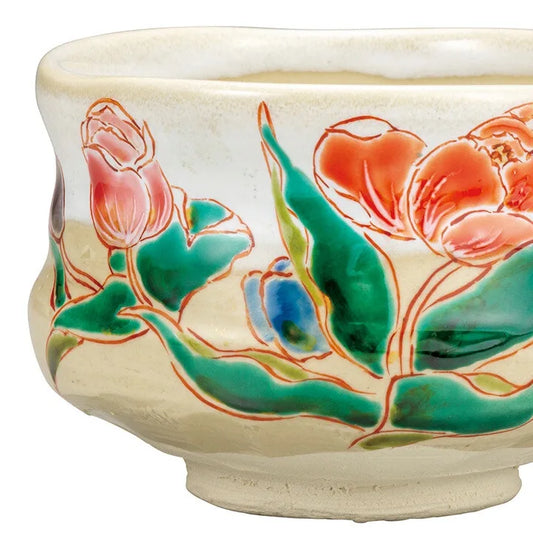 KUTANI WARE MATCHA BOWL CHAWAN TULIP/IKUMI SAWADA