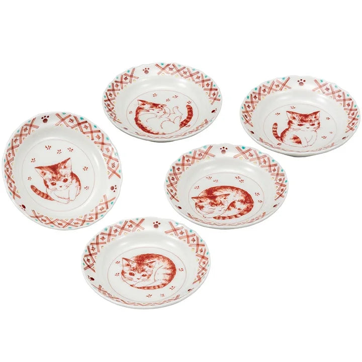 KUTANI WARE SMALL PLATE AKAE KONEKO
