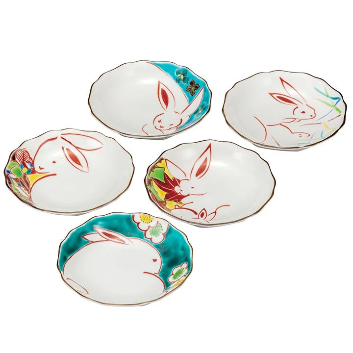 KUTANI WARE SMALL PLATE HANA USAGI