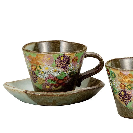 KUTANI WARE PAIR COFFEE HANAZUME