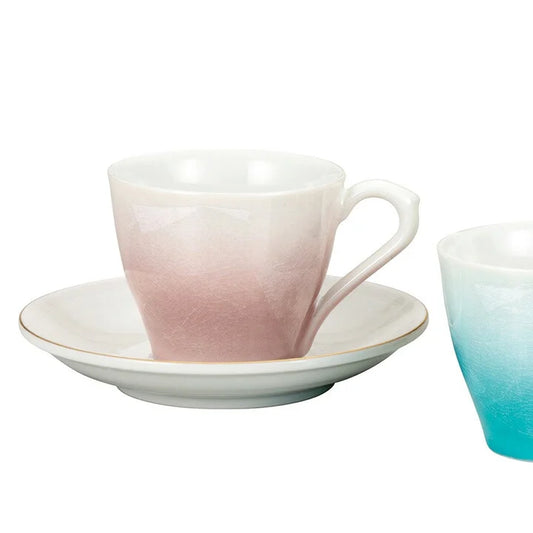 KUTANI WARE PAIR COFFEE CUPS – SILVER GLAZE (GIFT BOX INCLUDED)