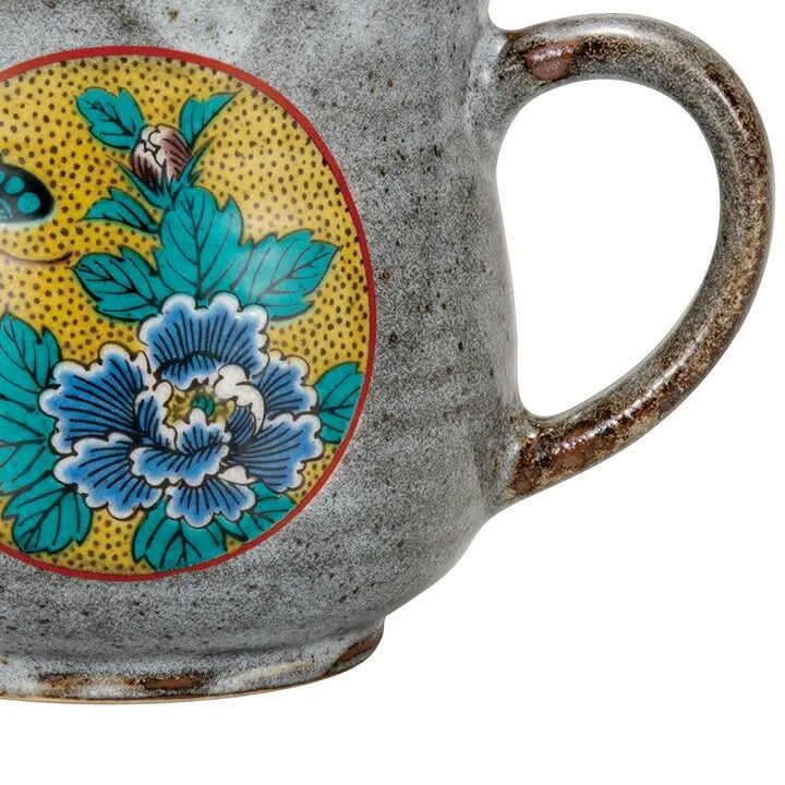 KUTANI WARE (YOSHIDAYA BOTAN STYLE )JAPANESE MUG