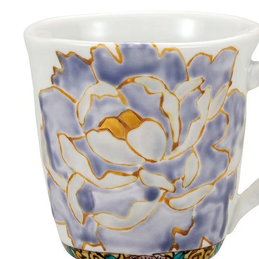 KUTANI WARE MUG PURPLE BOTAN /TSUYOSHI SATOU