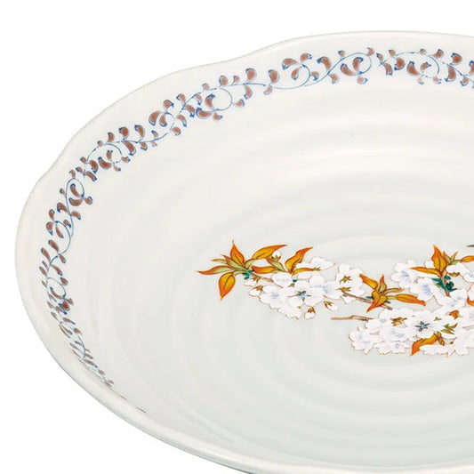 KUTANI JAPANESE SERVING PLATE – WILD CHERRY BLOSSOMS WITH BIRD