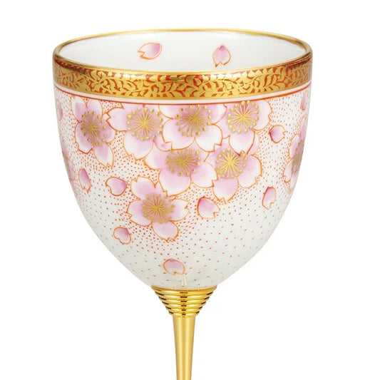 KUTANI WARE WINE CUP KINRANDE CHERRY BLOSSOMS/ YOSHINORI FUKUDA