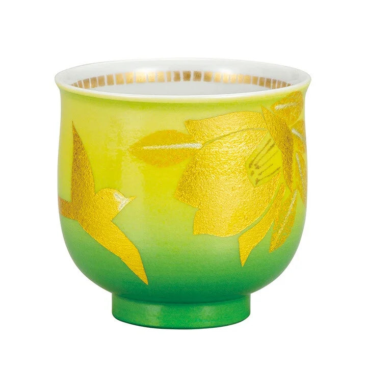 KUTANI WARE GUINOMI GOLD LEAF FLOWER AND BIRD/TOYOSHI YAMADA