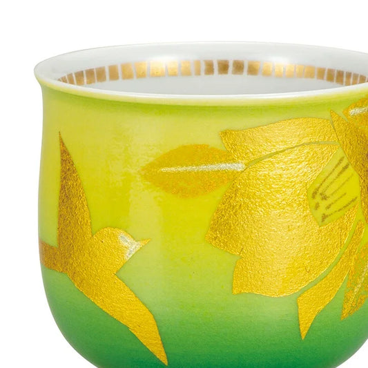KUTANI WARE GUINOMI GOLD LEAF FLOWER AND BIRD/TOYOSHI YAMADA