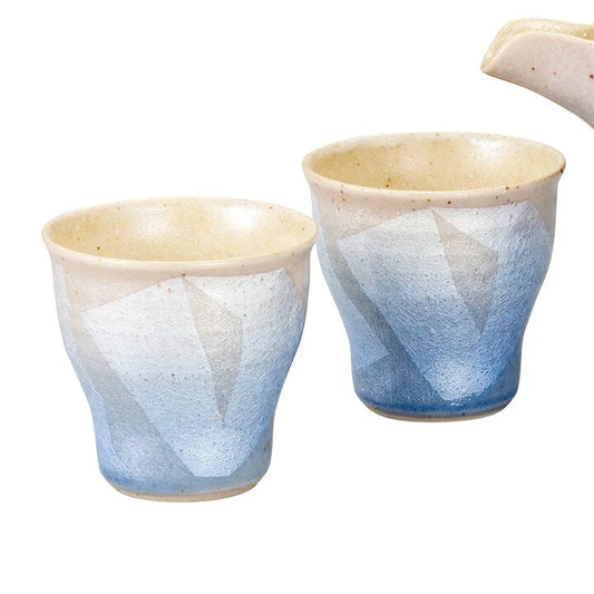 KUTANI WARE SAKE SET SILVER GINSAI DESIGN