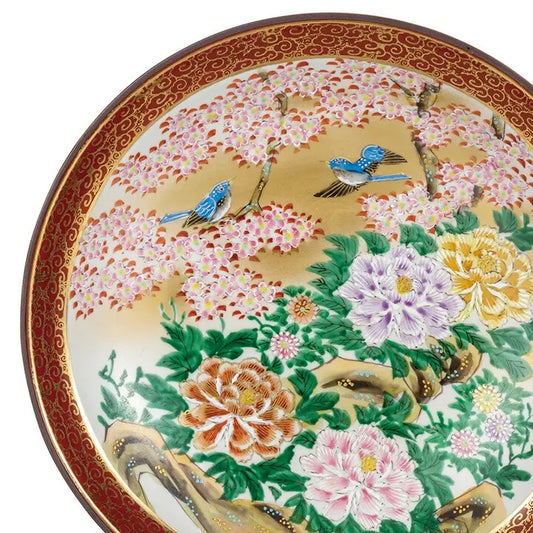 KUTANI WARE DECORATIVE PLATE PEONY AND BIRD