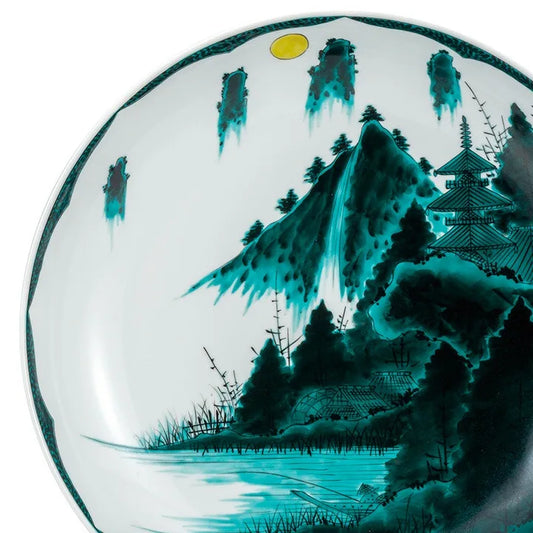 KUTANI WARE DECORATIVE PLATE (AOTE LANDSCAPE) / YOSHINORI FUKUDA