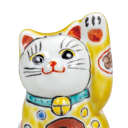 KUTANI WARE LUCKY CAT(MANEKI NEKO) YELLOW GLAZED SEA BREAM