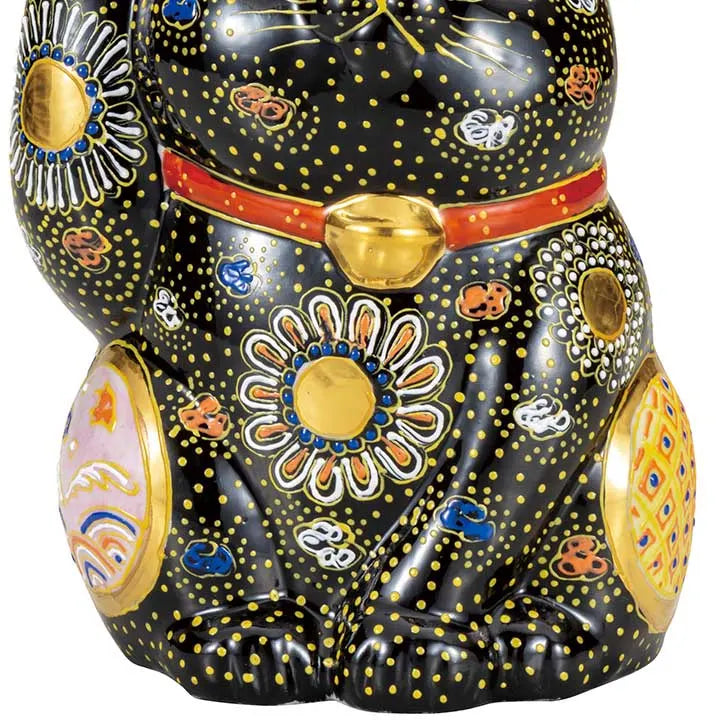 KUTANI WARE LUCKY CAT (MANEKI NEKO) BLACK DECORATION