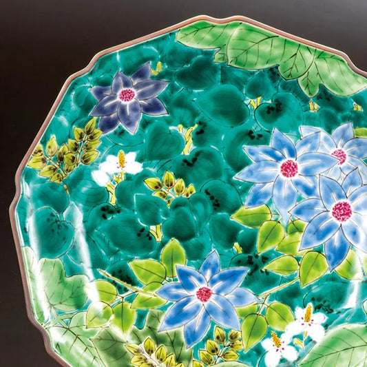 KUTANI WARE DECORATIVE PLATE EARLY SUMMER FIELDS /MINORU KAWADA