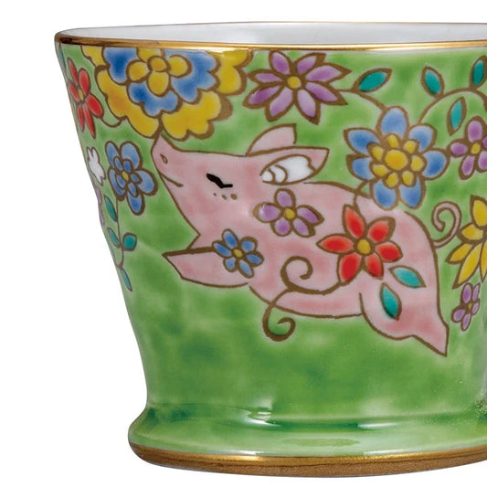 KUTANI WARE FREE CUP PIGLET DESIGN / BIZAN KILN