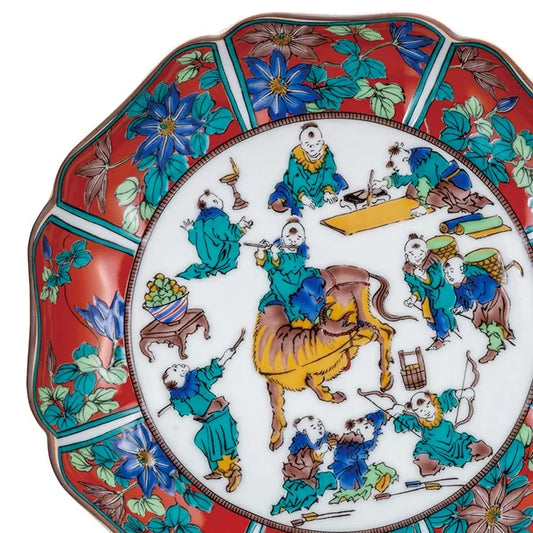 KUTANI WARE DECORATIVE PLATE - MOKUBEI DESIGN, JAPANESE CERAMIC ART