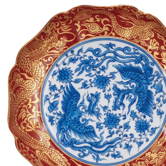 KUTANI DECORATIVE PLATE - EIRAKU DESIGN, TRADITIONAL JAPANESE CERAMIC ART