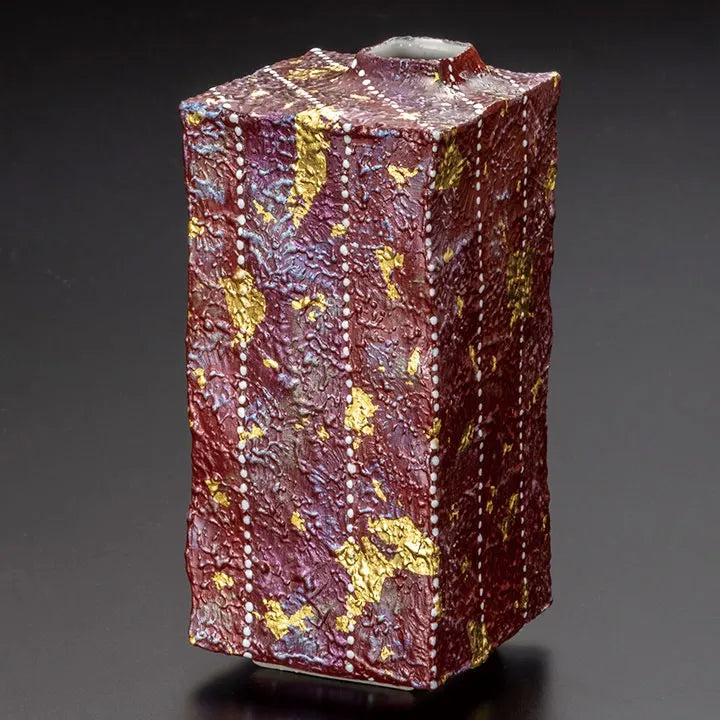 JAPAN KUTANI FLOWER VASE AKASAI DESIGN BY KAZUYOSHI KITAMKURA