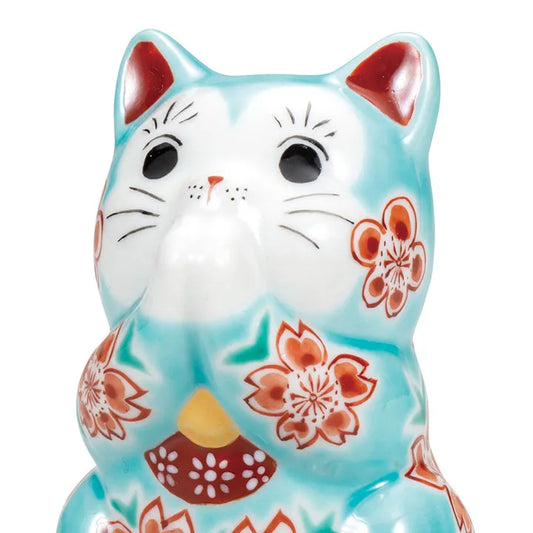 KUTANI JAPANESE LUCKY CAT(PRAYING CAT) TÜRKIYE BLUE GLAZE SAKURA