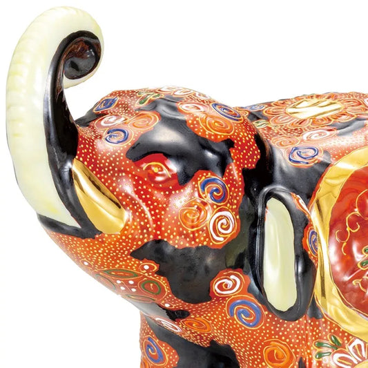 JAPANESE KUTANI WARE ELEPHANT KONMORI|TRADITIONAL JAPANESE CRAFT FIGURINE