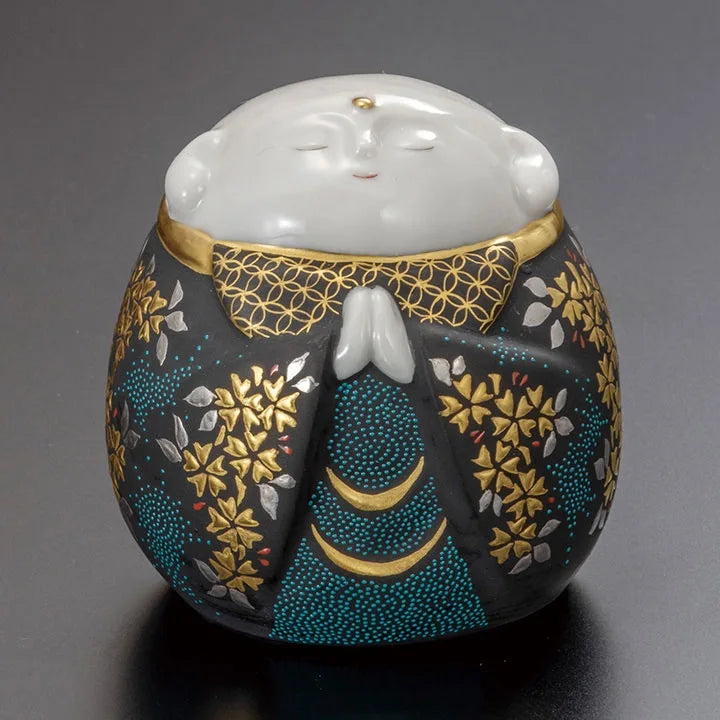 KUTANI WARE JADE JIZO SHIROKANEMORICHERRY BLOSSOM DESIGNAOCHIBU)/KINGYOKU NAKADA