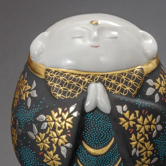 KUTANI WARE JADE JIZO SHIROKANEMORICHERRY BLOSSOM DESIGNAOCHIBU)/KINGYOKU NAKADA