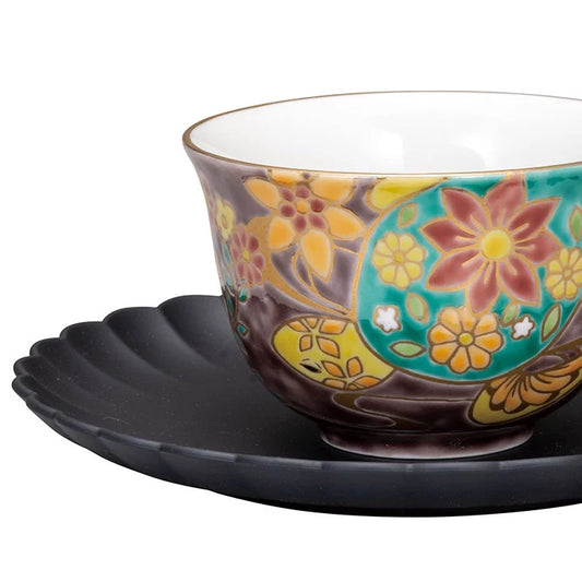 KUTANI WARE CUP & SAUCER UMIGAME