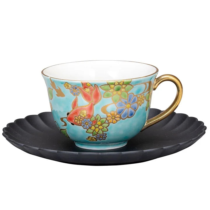 KUTANI WARE CUP & SAUCER KINGYO