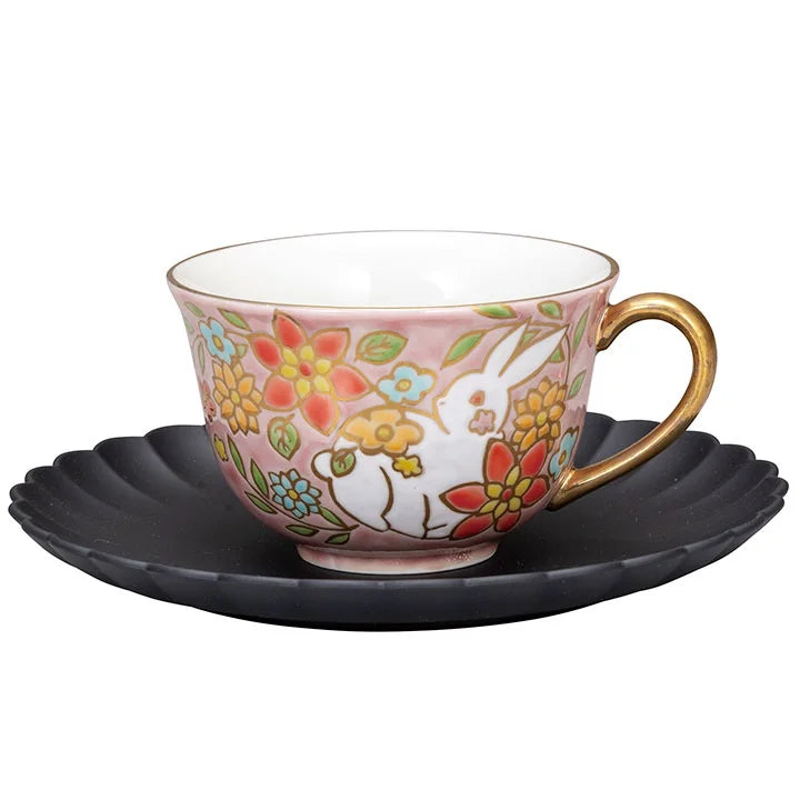 KUTANI WARE CUP & SAUCER SHIRO USAGI