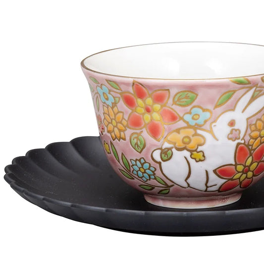 KUTANI WARE CUP & SAUCER SHIRO USAGI