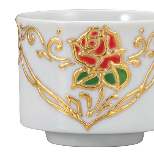 KUTANI WARE GUINOMI - HANAMUSUBI KNOT DESIGN, JAPANESE SAKE CUP BY SHIHO AIKAWA